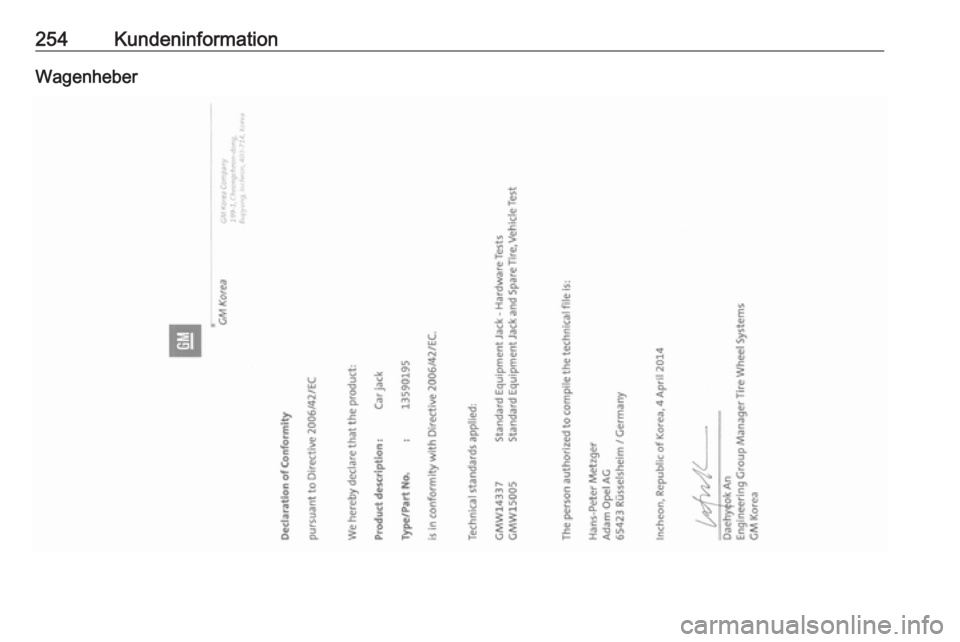 OPEL MOKKA X 2018.5  Infotainment-Handbuch (in German) 254KundeninformationWagenheber 