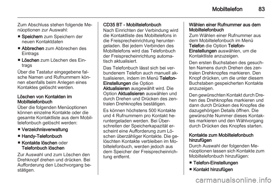 OPEL MOVANO_B 2013.5  Infotainment-Handbuch (in German) 