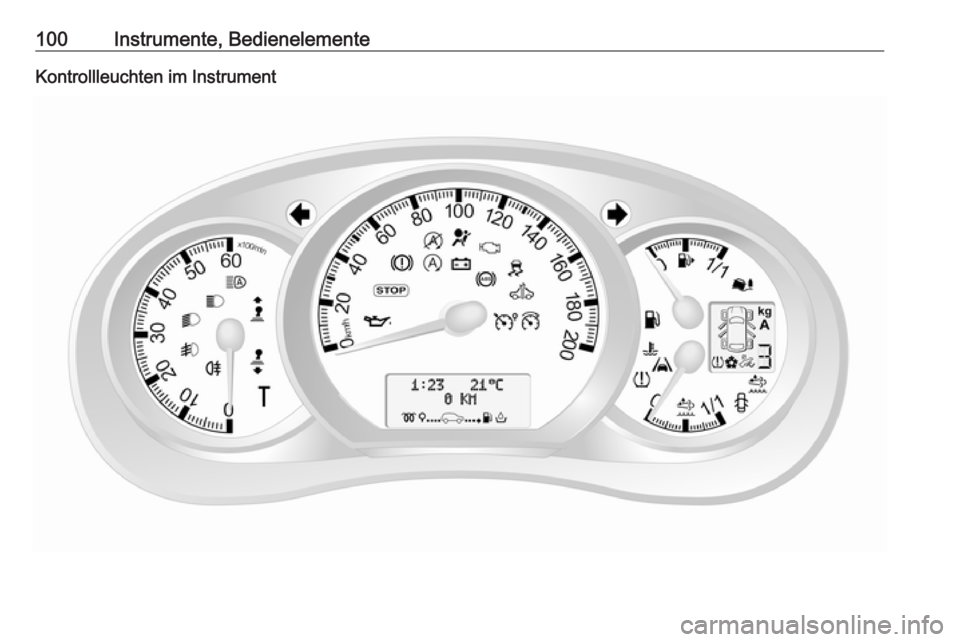 OPEL MOVANO_B 2018.5 Betriebsanleitung (in German) 100Instrumente, BedienelementeKontrollleuchten im Instrument OPEL MOVANO_B 2018.5 Betriebsanleitung (in German) 100Instrumente, BedienelementeKontrollleuchten im Instrument