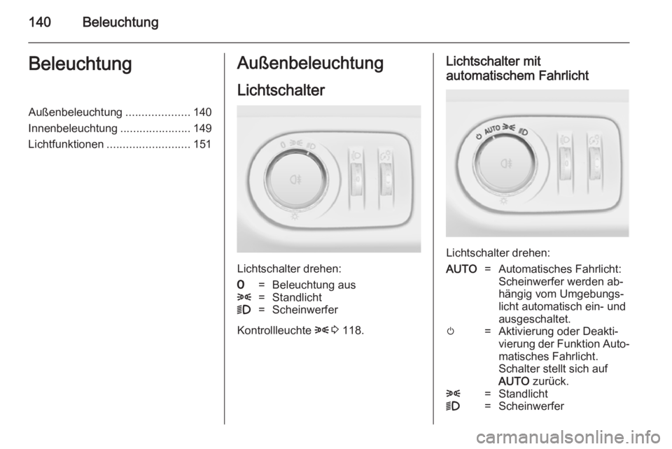 OPEL ZAFIRA C 2014.5 Betriebsanleitung (in German) 140BeleuchtungBeleuchtungAußenbeleuchtung....................140
Innenbeleuchtung ......................149
Lichtfunktionen .......................... 151Außenbeleuchtung
Lichtschalter
Lichtschalter OPEL ZAFIRA C 2014.5 Betriebsanleitung (in German) 140BeleuchtungBeleuchtungAußenbeleuchtung....................140
Innenbeleuchtung ......................149
Lichtfunktionen .......................... 151Außenbeleuchtung
Lichtschalter
Lichtschalter