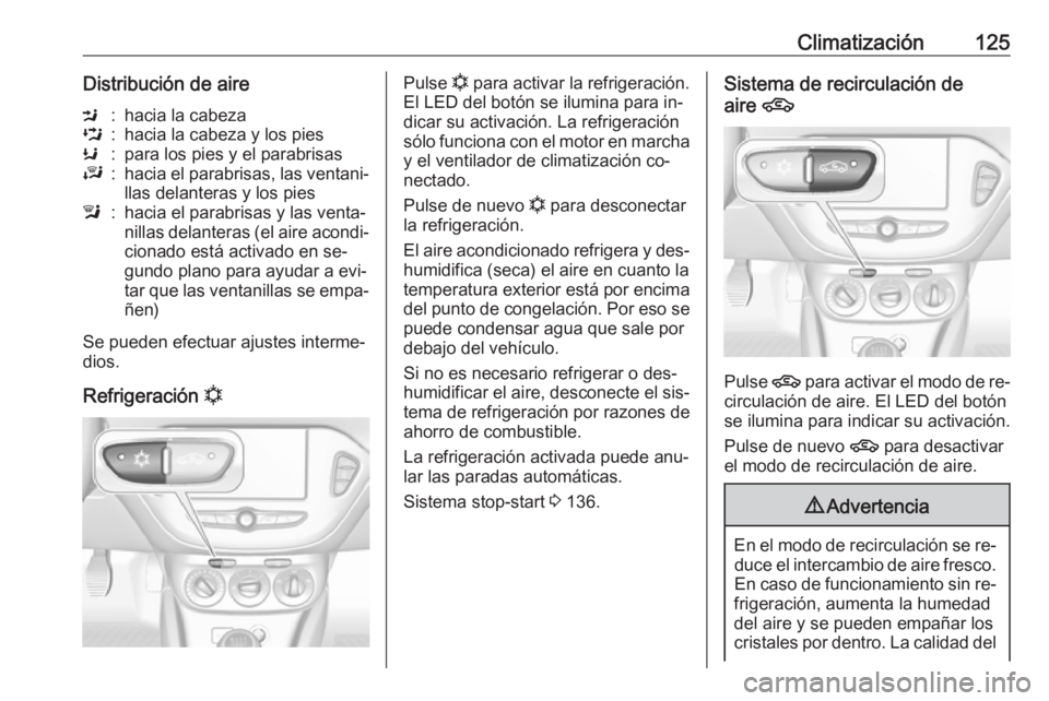 OPEL ADAM 2016.5 Manual de Instrucciones (in Spanish) Climatización125Distribución de aireM:hacia la cabezaL:hacia la cabeza y los piesK:para los pies y el parabrisasJ:hacia el parabrisas, las ventani‐llas delanteras y los piesl:hacia el parabrisas y OPEL ADAM 2016.5 Manual de Instrucciones (in Spanish) Climatización125Distribución de aireM:hacia la cabezaL:hacia la cabeza y los piesK:para los pies y el parabrisasJ:hacia el parabrisas, las ventani‐llas delanteras y los piesl:hacia el parabrisas y