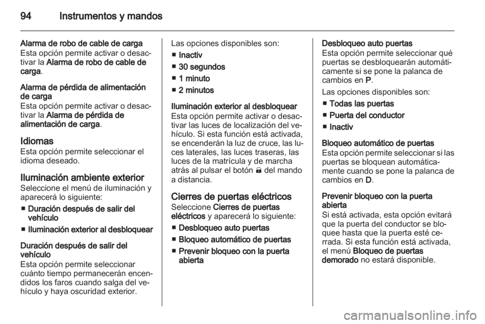 OPEL AMPERA 2013 Manual de Instrucciones (in Spanish) OPEL AMPERA 2013 Manual de Instrucciones (in Spanish)