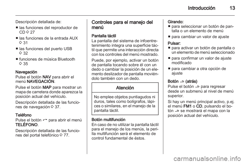 OPEL ANTARA 2013  Manual de infoentretenimiento (in Spanish) 