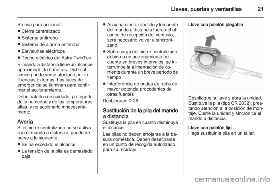 OPEL ASTRA H 2011.5  Manual de Instrucciones (in Spanish) 