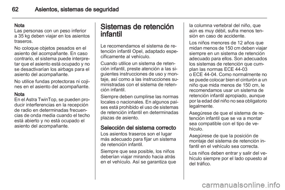OPEL ASTRA H 2012  Manual de Instrucciones (in Spanish) 