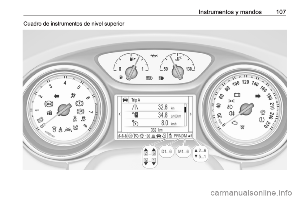 OPEL ASTRA K 2016.5 Manual de Instrucciones (in Spanish) Instrumentos y mandos107Cuadro de instrumentos de nivel superior OPEL ASTRA K 2016.5 Manual de Instrucciones (in Spanish) Instrumentos y mandos107Cuadro de instrumentos de nivel superior