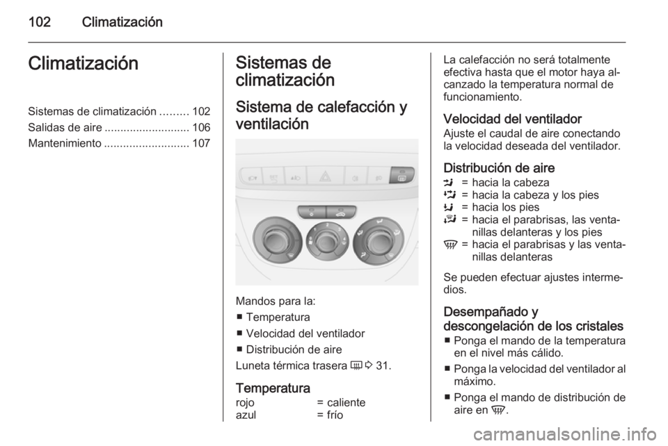 OPEL COMBO 2015 Manual de Instrucciones (in Spanish) 102ClimatizaciónClimatizaciónSistemas de climatización.........102
Salidas de aire ........................... 106
Mantenimiento ........................... 107Sistemas de
climatización
Sistema de OPEL COMBO 2015 Manual de Instrucciones (in Spanish) 102ClimatizaciónClimatizaciónSistemas de climatización.........102
Salidas de aire ........................... 106
Mantenimiento ........................... 107Sistemas de
climatización
Sistema de