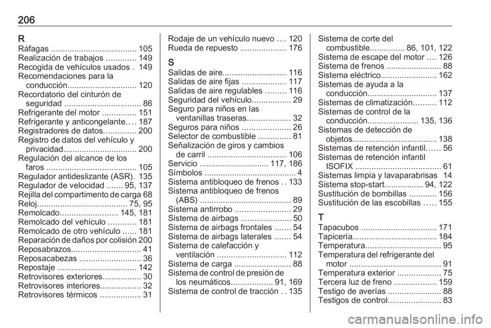 OPEL COMBO 2017 Manual de Instrucciones (in Spanish) 206RRáfagas ..................................... 105
Realización de trabajos .............149
Recogida de vehículos usados . 149
Recomendaciones para la conducción ............................. OPEL COMBO 2017 Manual de Instrucciones (in Spanish) 206RRáfagas ..................................... 105
Realización de trabajos .............149
Recogida de vehículos usados . 149
Recomendaciones para la conducción .............................