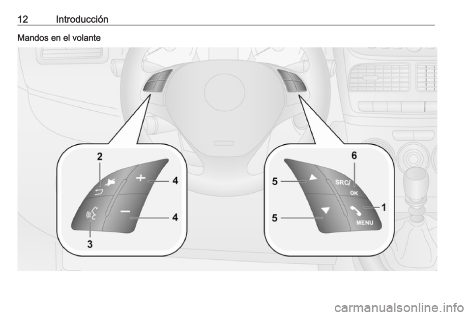 OPEL COMBO D 2018 Manual de infoentretenimiento (in Spanish) 12IntroducciónMandos en el volante OPEL COMBO D 2018 Manual de infoentretenimiento (in Spanish) 12IntroducciónMandos en el volante