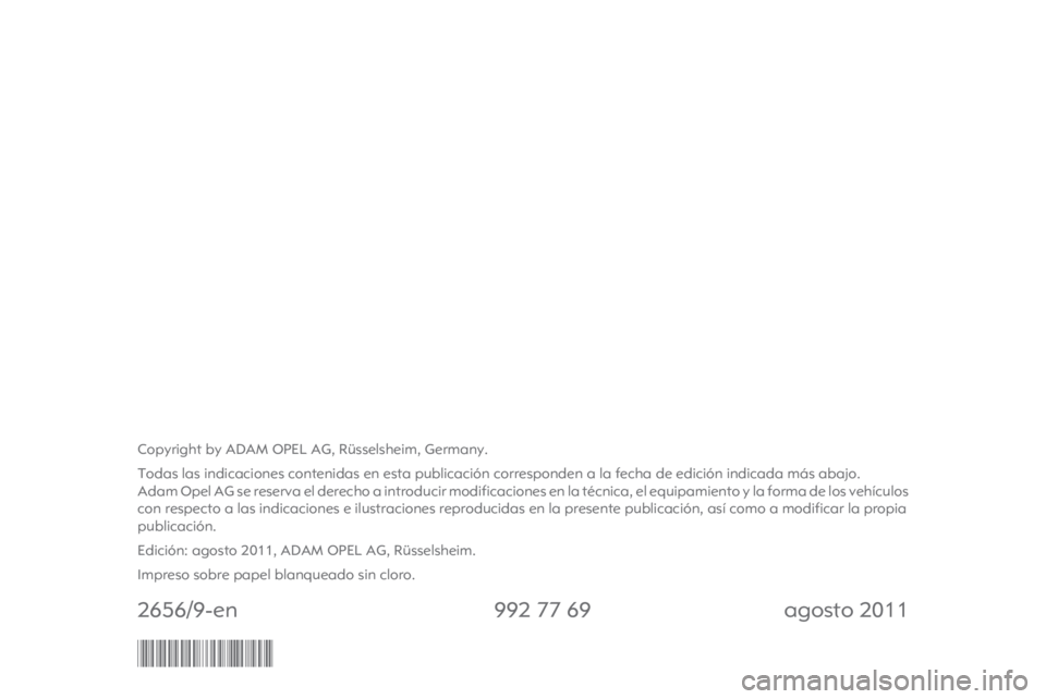 OPEL CORSA 2012 Manual de Instrucciones (in Spanish) OPEL CORSA 2012 Manual de Instrucciones (in Spanish)