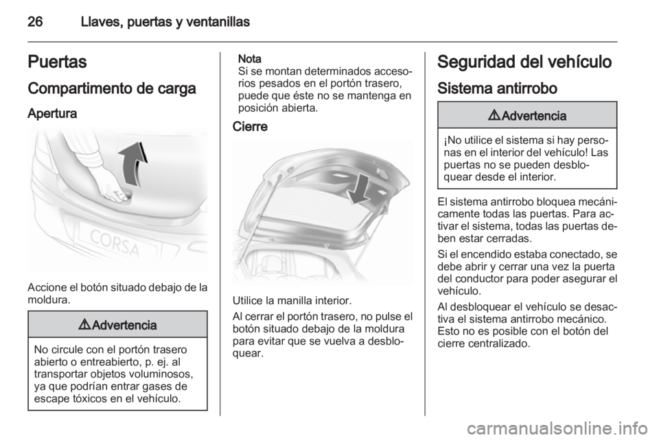 OPEL CORSA 2012  Manual de Instrucciones (in Spanish) 