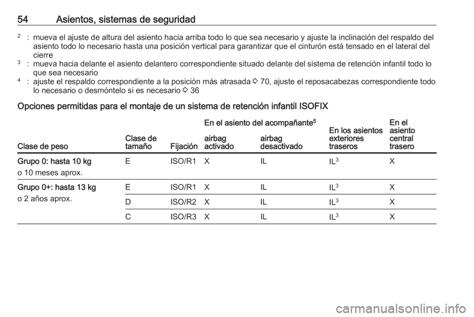 OPEL CORSA 2016.5 Manual de Instrucciones (in Spanish) 54Asientos, sistemas de seguridad2:mueva el ajuste de altura del asiento hacia arriba todo lo que sea necesario y ajuste la inclinación del respaldo delasiento todo lo necesario hasta una posición v OPEL CORSA 2016.5 Manual de Instrucciones (in Spanish) 54Asientos, sistemas de seguridad2:mueva el ajuste de altura del asiento hacia arriba todo lo que sea necesario y ajuste la inclinación del respaldo delasiento todo lo necesario hasta una posición v