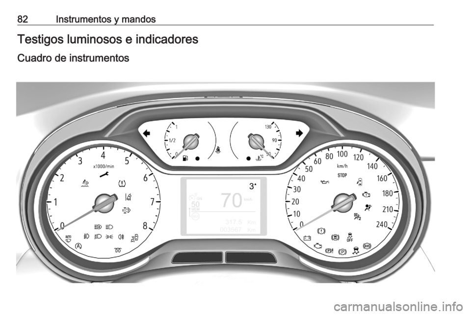 OPEL CROSSLAND X 2020 Manual de Instrucciones (in Spanish) 82Instrumentos y mandosTestigos luminosos e indicadores
Cuadro de instrumentos OPEL CROSSLAND X 2020 Manual de Instrucciones (in Spanish) 82Instrumentos y mandosTestigos luminosos e indicadores
Cuadro de instrumentos