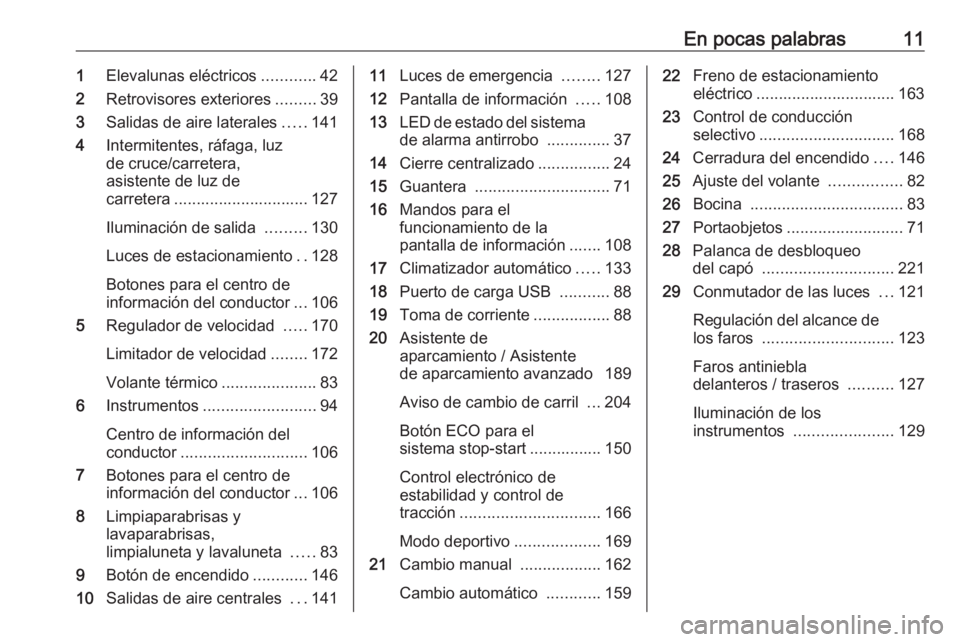 OPEL GRANDLAND X 2018.75 Manual de Instrucciones (in Spanish) En pocas palabras111Elevalunas eléctricos ............42
2 Retrovisores exteriores .........39
3 Salidas de aire laterales .....141
4 Intermitentes, ráfaga, luz
de cruce/carretera,
asistente de luz OPEL GRANDLAND X 2018.75 Manual de Instrucciones (in Spanish) En pocas palabras111Elevalunas eléctricos ............42
2 Retrovisores exteriores .........39
3 Salidas de aire laterales .....141
4 Intermitentes, ráfaga, luz
de cruce/carretera,
asistente de luz