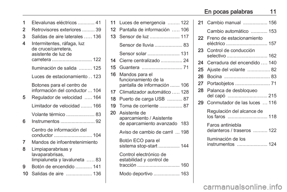 OPEL GRANDLAND X 2019.75 Manual de Instrucciones (in Spanish) En pocas palabras111Elevalunas eléctricos ............41
2 Retrovisores exteriores .........39
3 Salidas de aire laterales .....136
4 Intermitentes, ráfaga, luz
de cruce/carretera,
asistente de luz OPEL GRANDLAND X 2019.75 Manual de Instrucciones (in Spanish) En pocas palabras111Elevalunas eléctricos ............41
2 Retrovisores exteriores .........39
3 Salidas de aire laterales .....136
4 Intermitentes, ráfaga, luz
de cruce/carretera,
asistente de luz