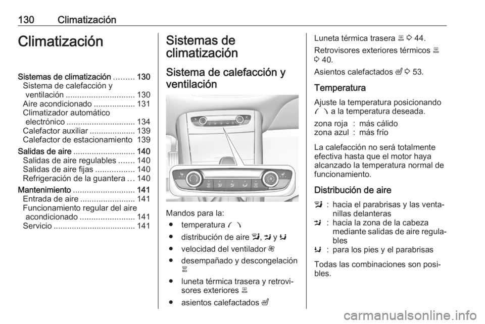 OPEL GRANDLAND X 2020 Manual de Instrucciones (in Spanish) 130ClimatizaciónClimatizaciónSistemas de climatización.........130
Sistema de calefacción y ventilación .............................. 130
Aire acondicionado ..................131
Climatizador au OPEL GRANDLAND X 2020 Manual de Instrucciones (in Spanish) 130ClimatizaciónClimatizaciónSistemas de climatización.........130
Sistema de calefacción y ventilación .............................. 130
Aire acondicionado ..................131
Climatizador au