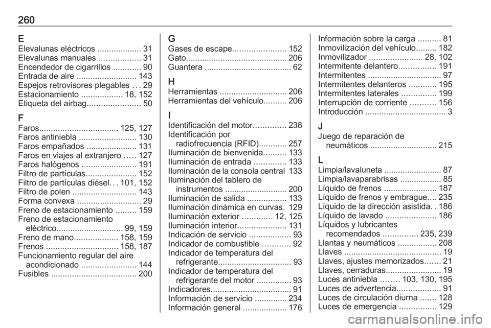 OPEL MERIVA 2016 Manual de Instrucciones (in Spanish) 260EElevalunas eléctricos ...................31
Elevalunas manuales ..................31
Encendedor de cigarrillos ............90
Entrada de aire .......................... 143
Espejos retrovisor OPEL MERIVA 2016 Manual de Instrucciones (in Spanish) 260EElevalunas eléctricos ...................31
Elevalunas manuales ..................31
Encendedor de cigarrillos ............90
Entrada de aire .......................... 143
Espejos retrovisor