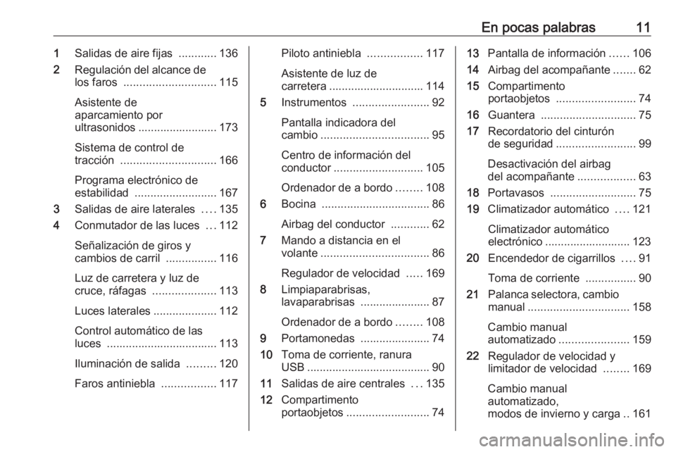 OPEL MOVANO_B 2018 Manual de Instrucciones (in Spanish) En pocas palabras111Salidas de aire fijas ............136
2 Regulación del alcance de
los faros ............................. 115
Asistente de
aparcamiento por
ultrasonidos ........................ OPEL MOVANO_B 2018 Manual de Instrucciones (in Spanish) En pocas palabras111Salidas de aire fijas ............136
2 Regulación del alcance de
los faros ............................. 115
Asistente de
aparcamiento por
ultrasonidos ........................