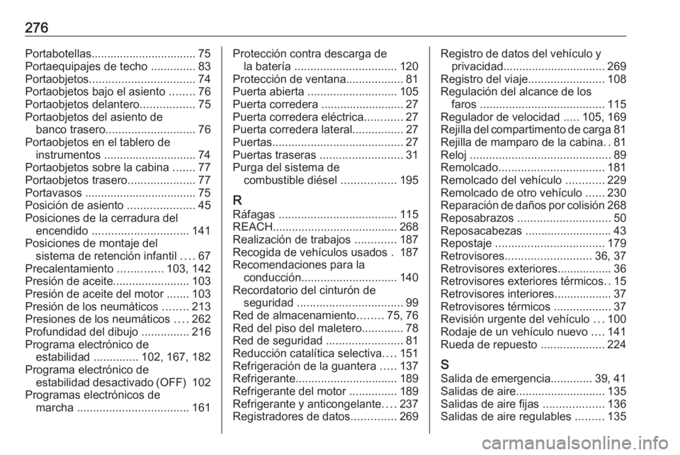 OPEL MOVANO_B 2018 Manual de Instrucciones (in Spanish) 276Portabotellas................................. 75Portaequipajes de techo ..............83
Portaobjetos ................................. 74
Portaobjetos bajo el asiento ........76
Portaobjetos de OPEL MOVANO_B 2018 Manual de Instrucciones (in Spanish) 276Portabotellas................................. 75Portaequipajes de techo ..............83
Portaobjetos ................................. 74
Portaobjetos bajo el asiento ........76
Portaobjetos de