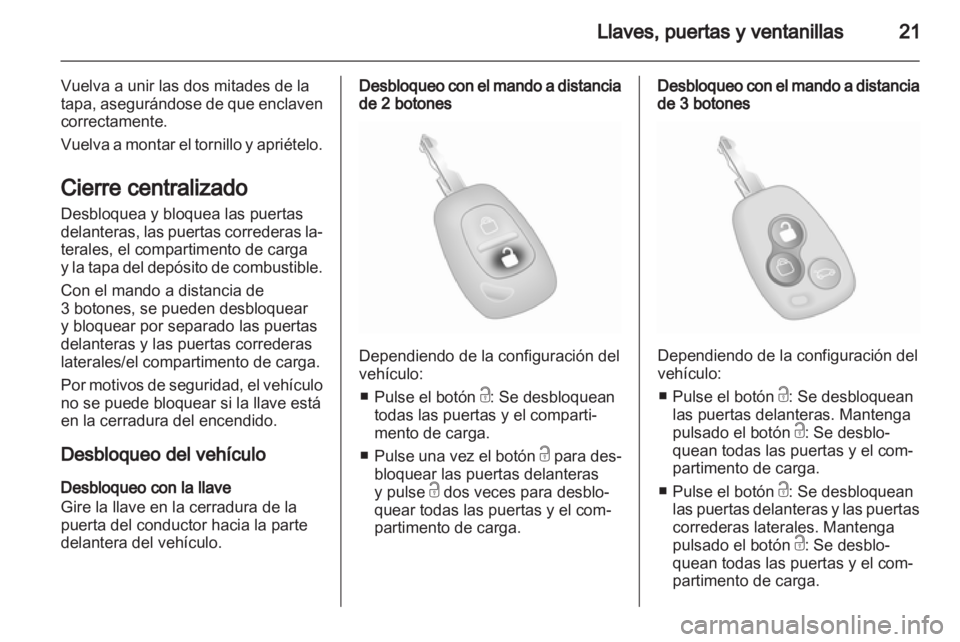 OPEL VIVARO 2012  Manual de Instrucciones (in Spanish) 