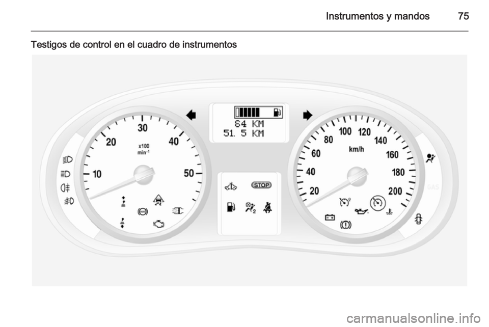OPEL VIVARO 2014 Manual de Instrucciones (in Spanish) Instrumentos y mandos75
Testigos de control en el cuadro de instrumentos OPEL VIVARO 2014 Manual de Instrucciones (in Spanish) Instrumentos y mandos75
Testigos de control en el cuadro de instrumentos