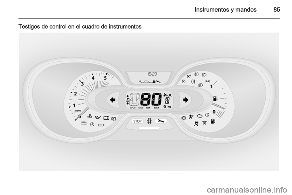 OPEL VIVARO B 2014.5 Manual de Instrucciones (in Spanish) Instrumentos y mandos85
Testigos de control en el cuadro de instrumentos OPEL VIVARO B 2014.5 Manual de Instrucciones (in Spanish) Instrumentos y mandos85
Testigos de control en el cuadro de instrumentos