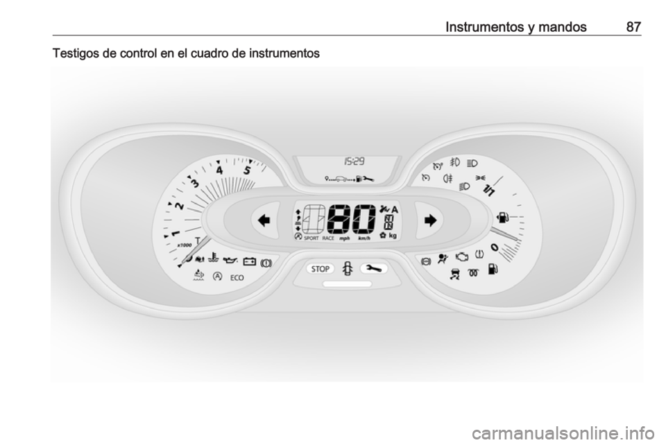 OPEL VIVARO B 2016  Manual de Instrucciones (in Spanish) Instrumentos y mandos87Testigos de control en el cuadro de instrumentos 