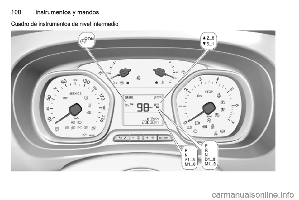 OPEL VIVARO C 2020  Manual de Instrucciones (in Spanish) 108Instrumentos y mandosCuadro de instrumentos de nivel intermedio 