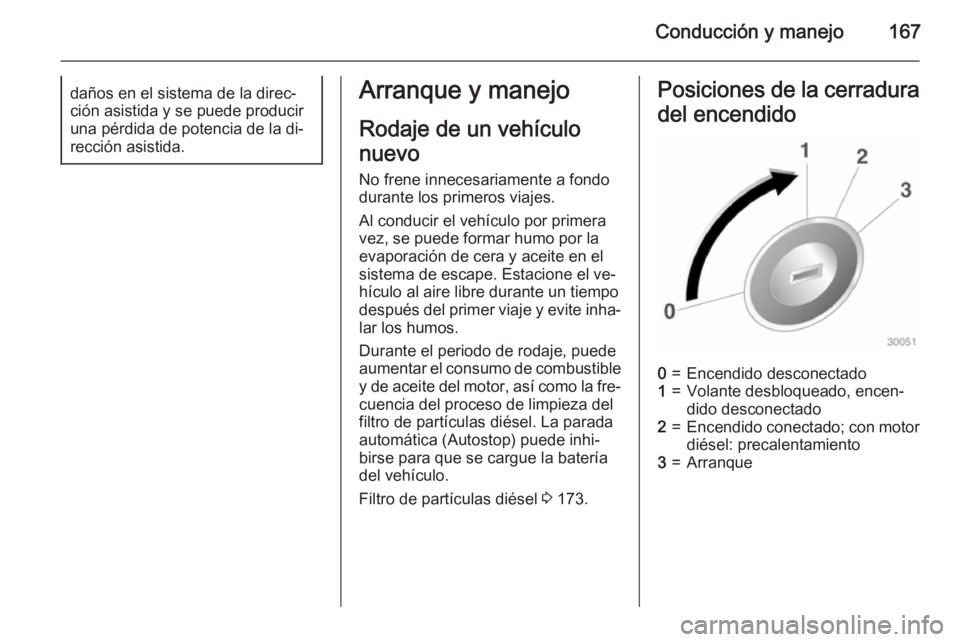 OPEL ZAFIRA C 2015 Manual de Instrucciones (in Spanish) Conducción y manejo167daños en el sistema de la direc‐ción asistida y se puede producir
una pérdida de potencia de la di‐
rección asistida.Arranque y manejo
Rodaje de un vehículo
nuevo
No fr OPEL ZAFIRA C 2015 Manual de Instrucciones (in Spanish) Conducción y manejo167daños en el sistema de la direc‐ción asistida y se puede producir
una pérdida de potencia de la di‐
rección asistida.Arranque y manejo
Rodaje de un vehículo
nuevo
No fr