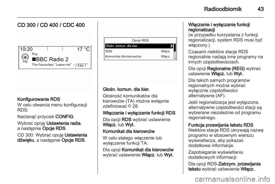 OPEL MERIVA 2011  Instrukcja obsługi systemu audio-nawigacyjnego (in Polish) 