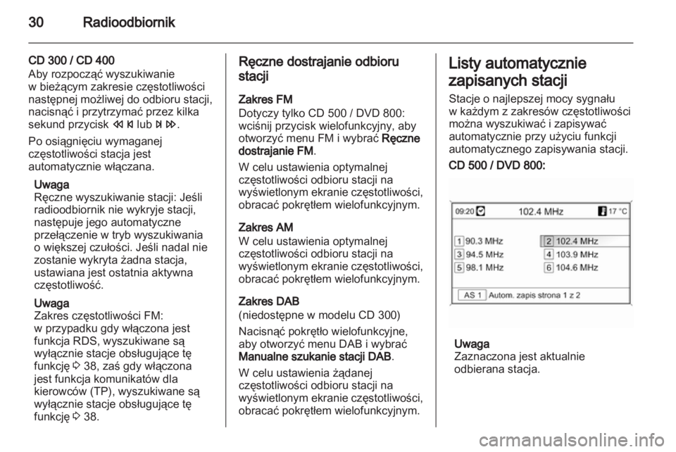 OPEL MERIVA 2011.25  Instrukcja obsługi systemu audio-nawigacyjnego (in Polish) 