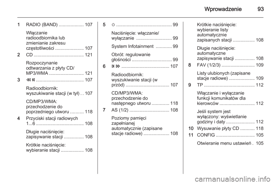 OPEL MERIVA 2015.5 Instrukcja obsługi systemu audio-nawigacyjnego (in Polish) Wprowadzenie93
1RADIO (BAND) ...................107
Włączanie
radioodbiornika lub
zmienianie zakresu
częstotliwości ...................... 107
2 CD....................................... 121
Rozpo OPEL MERIVA 2015.5 Instrukcja obsługi systemu audio-nawigacyjnego (in Polish) Wprowadzenie93
1RADIO (BAND) ...................107
Włączanie
radioodbiornika lub
zmienianie zakresu
częstotliwości ...................... 107
2 CD....................................... 121
Rozpo