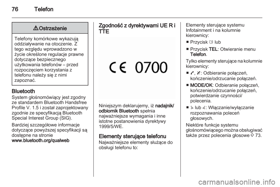 OPEL MOVANO_B 2013.5  Instrukcja obsługi systemu audio-nawigacyjnego (in Polish) 