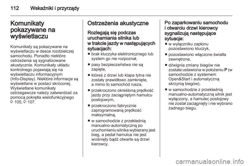 OPEL ZAFIRA 2012  Instrukcja obsługi (in Polish) 