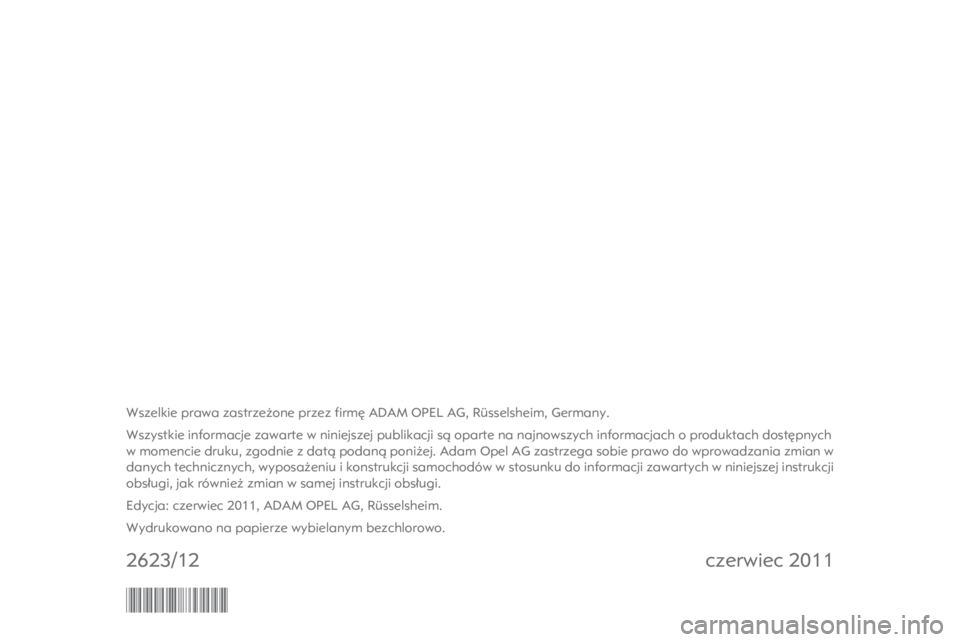 OPEL ZAFIRA 2012 Instrukcja obsługi (in Polish) OPEL ZAFIRA 2012 Instrukcja obsługi (in Polish)
