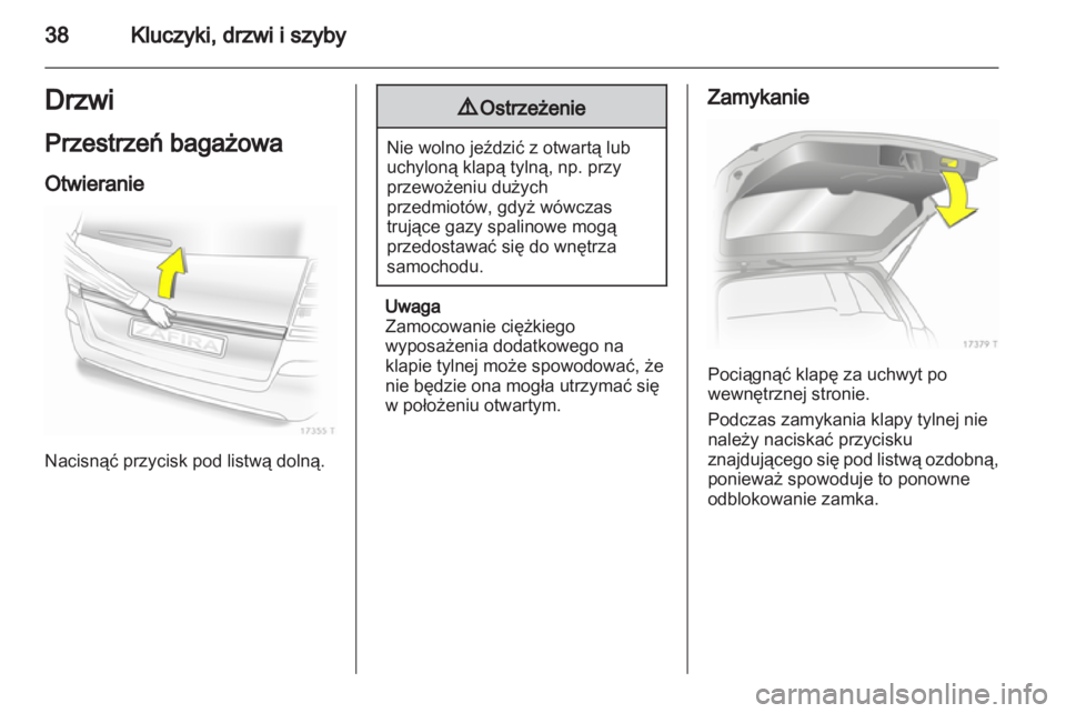 OPEL ZAFIRA 2012  Instrukcja obsługi (in Polish) 