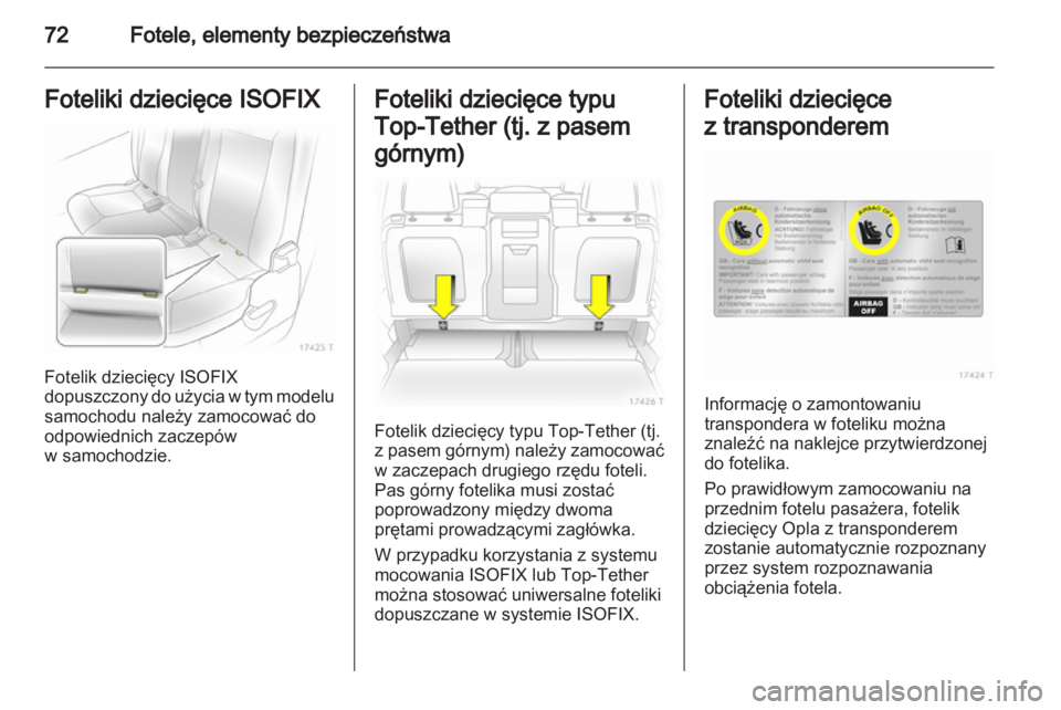 OPEL ZAFIRA 2012  Instrukcja obsługi (in Polish) 