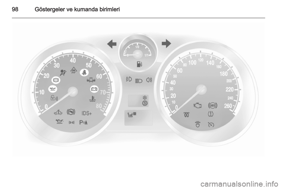 OPEL ASTRA H 2014 Sürücü El Kitabı (in Turkish) 98Göstergeler ve kumanda birimleri OPEL ASTRA H 2014 Sürücü El Kitabı (in Turkish) 98Göstergeler ve kumanda birimleri