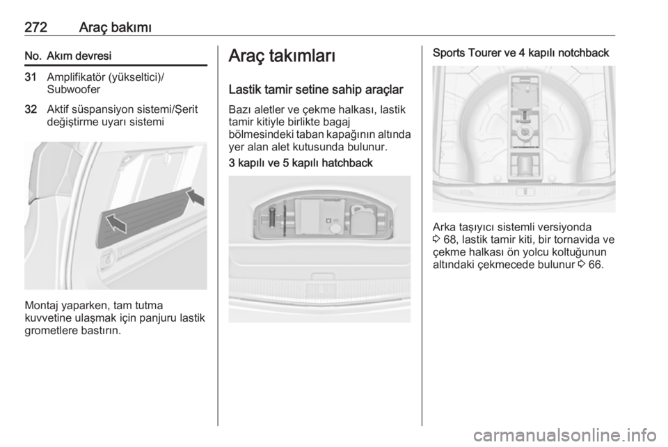 OPEL ASTRA J 2016.5 Sürücü El Kitabı (in Turkish) 272Araç bakımıNo.Akım devresi31Amplifikatör (yükseltici)/
Subwoofer32Aktif süspansiyon sistemi/Şerit
değiştirme uyarı sistemi
Montaj yaparken, tam tutma
kuvvetine ulaşmak için panjuru las OPEL ASTRA J 2016.5 Sürücü El Kitabı (in Turkish) 272Araç bakımıNo.Akım devresi31Amplifikatör (yükseltici)/
Subwoofer32Aktif süspansiyon sistemi/Şerit
değiştirme uyarı sistemi
Montaj yaparken, tam tutma
kuvvetine ulaşmak için panjuru las
