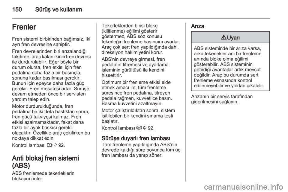 OPEL INSIGNIA 2012.5  Sürücü El Kitabı (in Turkish) 