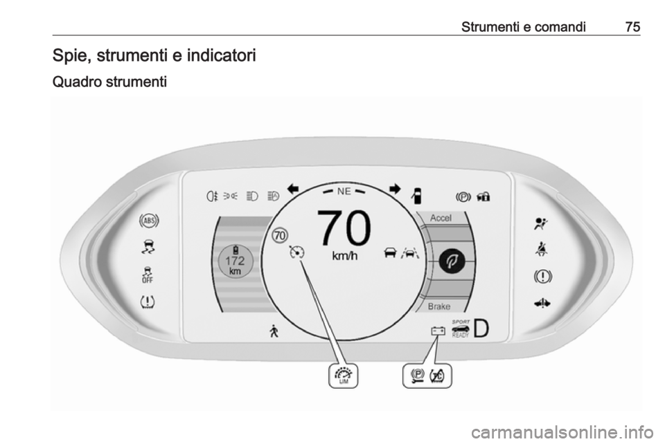 OPEL AMPERA E 2019  Manuale di uso e manutenzione (in Italian) Strumenti e comandi75Spie, strumenti e indicatori
Quadro strumenti 