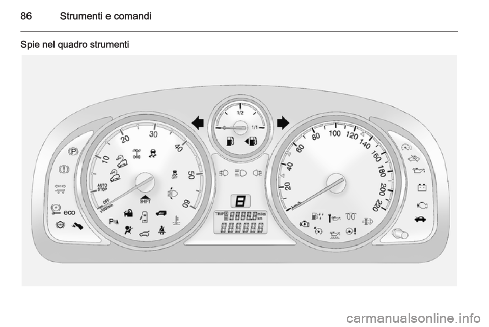 OPEL ANTARA 2014.5 Manuale di uso e manutenzione (in Italian) 86Strumenti e comandi
Spie nel quadro strumenti OPEL ANTARA 2014.5 Manuale di uso e manutenzione (in Italian) 86Strumenti e comandi
Spie nel quadro strumenti