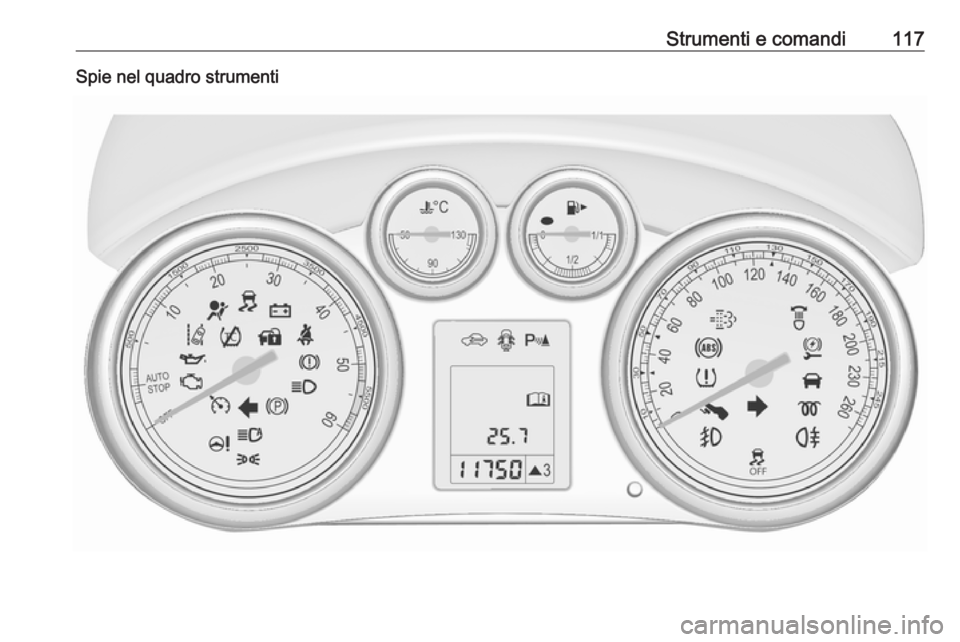 OPEL ASTRA J 2016  Manuale di uso e manutenzione (in Italian) Strumenti e comandi117Spie nel quadro strumenti 