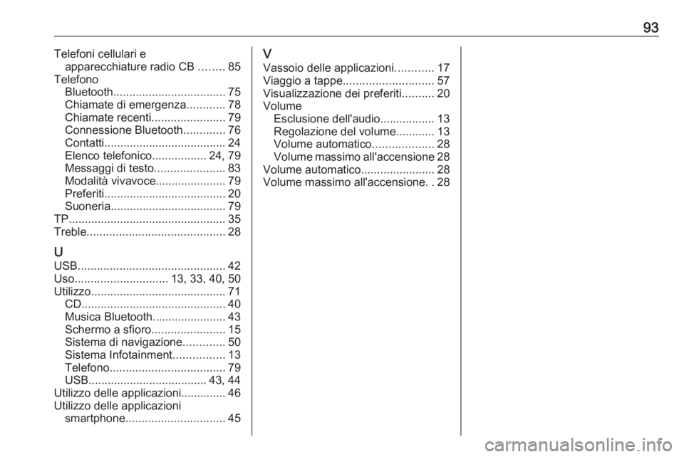 OPEL ASTRA K 2017.5 Manuale del sistema Infotainment (in Italian) 93Telefoni cellulari eapparecchiature radio CB ........85
Telefono Bluetooth ................................... 75
Chiamate di emergenza ............78
Chiamate recenti .......................79
Con OPEL ASTRA K 2017.5 Manuale del sistema Infotainment (in Italian) 93Telefoni cellulari eapparecchiature radio CB ........85
Telefono Bluetooth ................................... 75
Chiamate di emergenza ............78
Chiamate recenti .......................79
Con