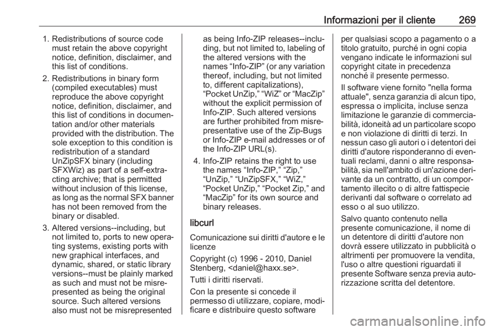 OPEL CASCADA 2018 Manuale di uso e manutenzione (in Italian) Informazioni per il cliente2691. Redistributions of source codemust retain the above copyright
notice, definition, disclaimer, and
this list of conditions.
2. Redistributions in binary form (compiled OPEL CASCADA 2018 Manuale di uso e manutenzione (in Italian) Informazioni per il cliente2691. Redistributions of source codemust retain the above copyright
notice, definition, disclaimer, and
this list of conditions.
2. Redistributions in binary form (compiled