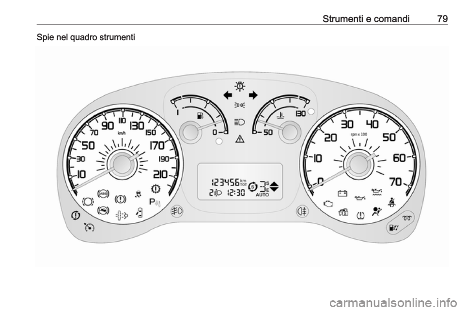 OPEL COMBO 2016 Manuale di uso e manutenzione (in Italian) Strumenti e comandi79Spie nel quadro strumenti OPEL COMBO 2016 Manuale di uso e manutenzione (in Italian) Strumenti e comandi79Spie nel quadro strumenti