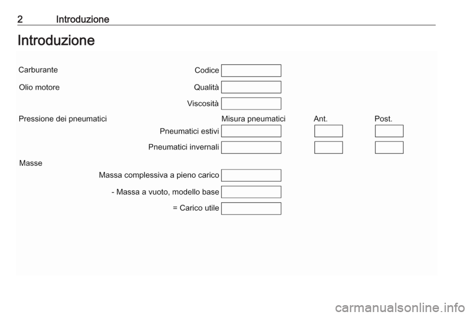 OPEL CORSA F 2020  Manuale di uso e manutenzione (in Italian) 2IntroduzioneIntroduzione 