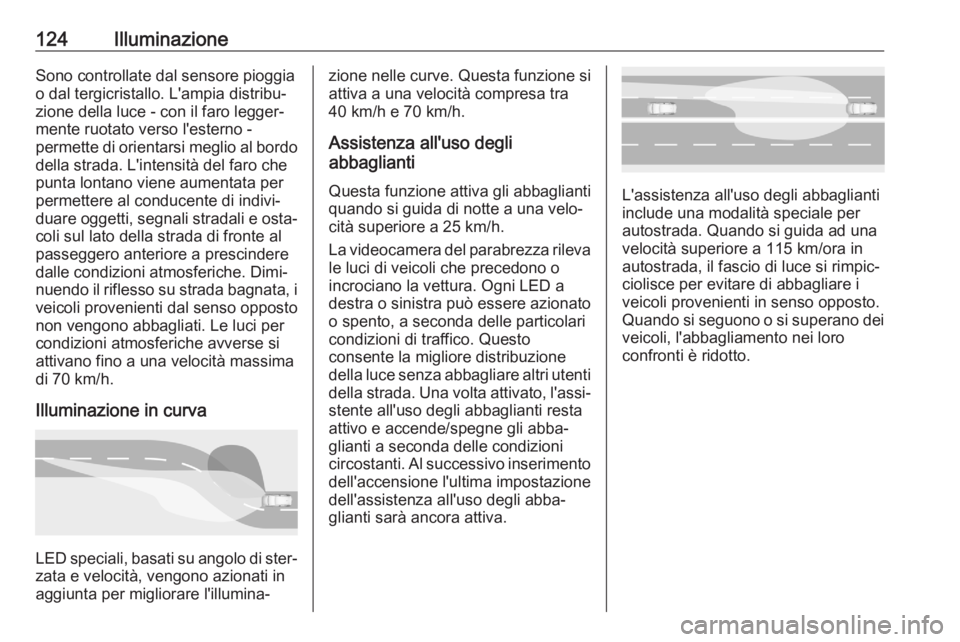 OPEL GRANDLAND X 2020 Manuale di uso e manutenzione (in Italian) 124IlluminazioneSono controllate dal sensore pioggia
o dal tergicristallo. L'ampia distribu‐
zione della luce - con il faro legger‐
mente ruotato verso l'esterno -
permette di orientarsi m OPEL GRANDLAND X 2020 Manuale di uso e manutenzione (in Italian) 124IlluminazioneSono controllate dal sensore pioggia
o dal tergicristallo. L'ampia distribu‐
zione della luce - con il faro legger‐
mente ruotato verso l'esterno -
permette di orientarsi m