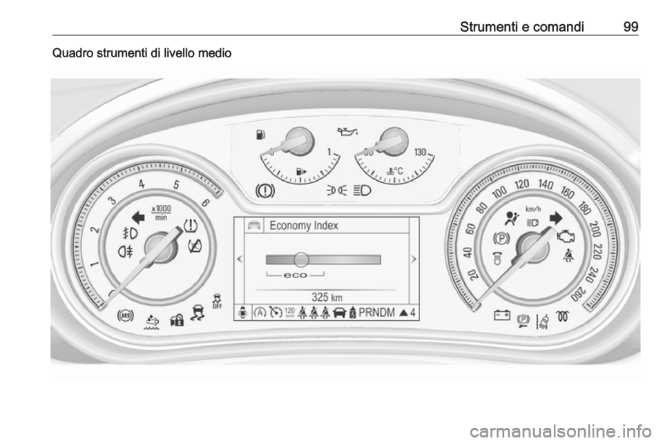 OPEL INSIGNIA 2016.5 Manuale di uso e manutenzione (in Italian) Strumenti e comandi99Quadro strumenti di livello medio OPEL INSIGNIA 2016.5 Manuale di uso e manutenzione (in Italian) Strumenti e comandi99Quadro strumenti di livello medio