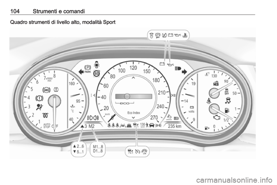 OPEL INSIGNIA BREAK 2020  Manuale di uso e manutenzione (in Italian) 104Strumenti e comandiQuadro strumenti di livello alto, modalità Sport 
